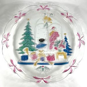 Crystal Clear Studios 14" Round Platter Christmas Joy